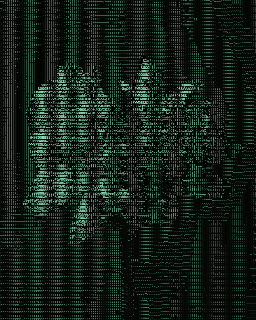 The same peony rendered as green ASCII characters
